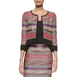 Yoana Baraschi Blazer Pink Purple Black Striped Jacket with Pockets Size 12